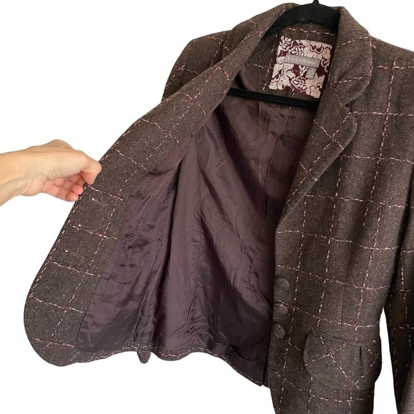 VINTAGE TRISTAN & ISEUT Wool Blazer Brown S - Picture 3 of 8
